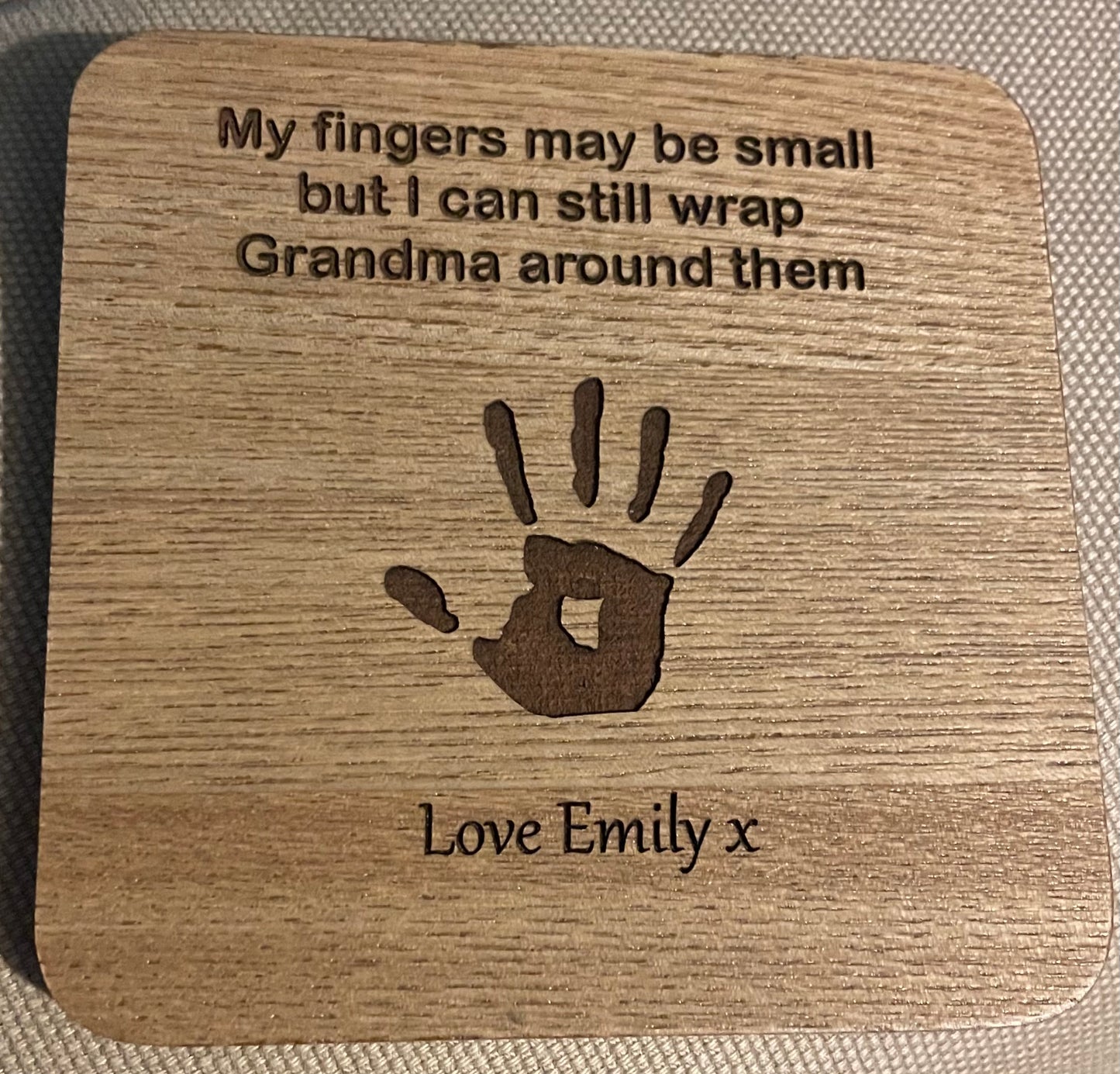 Personalised wrap fingers coaster