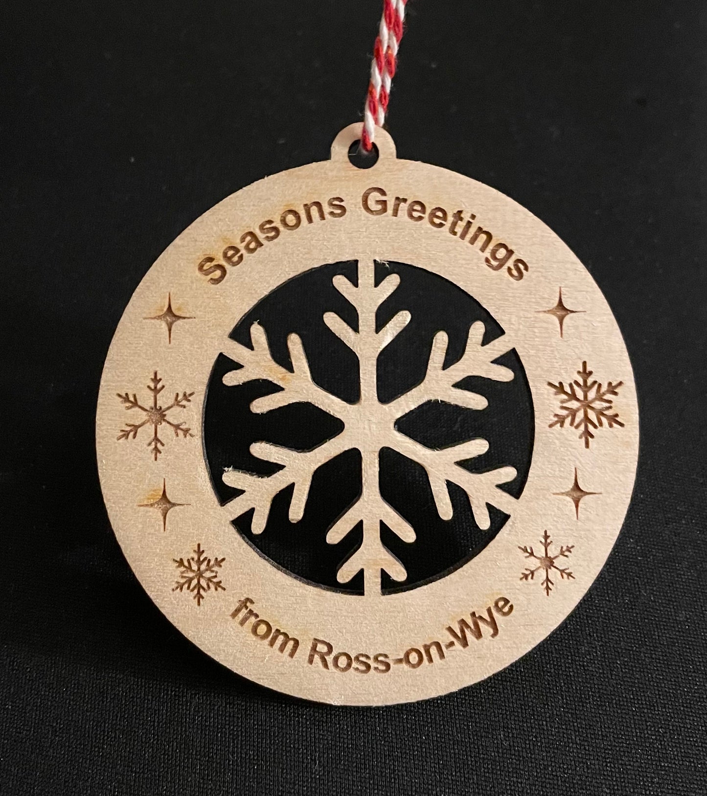 Personalised wooden snowflake detail bauble