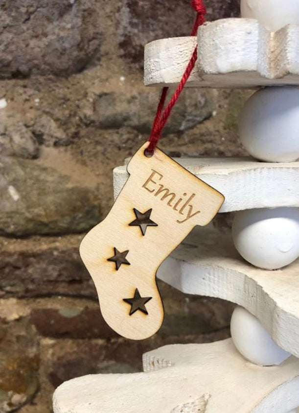 Personalised wooden reindeer decoration