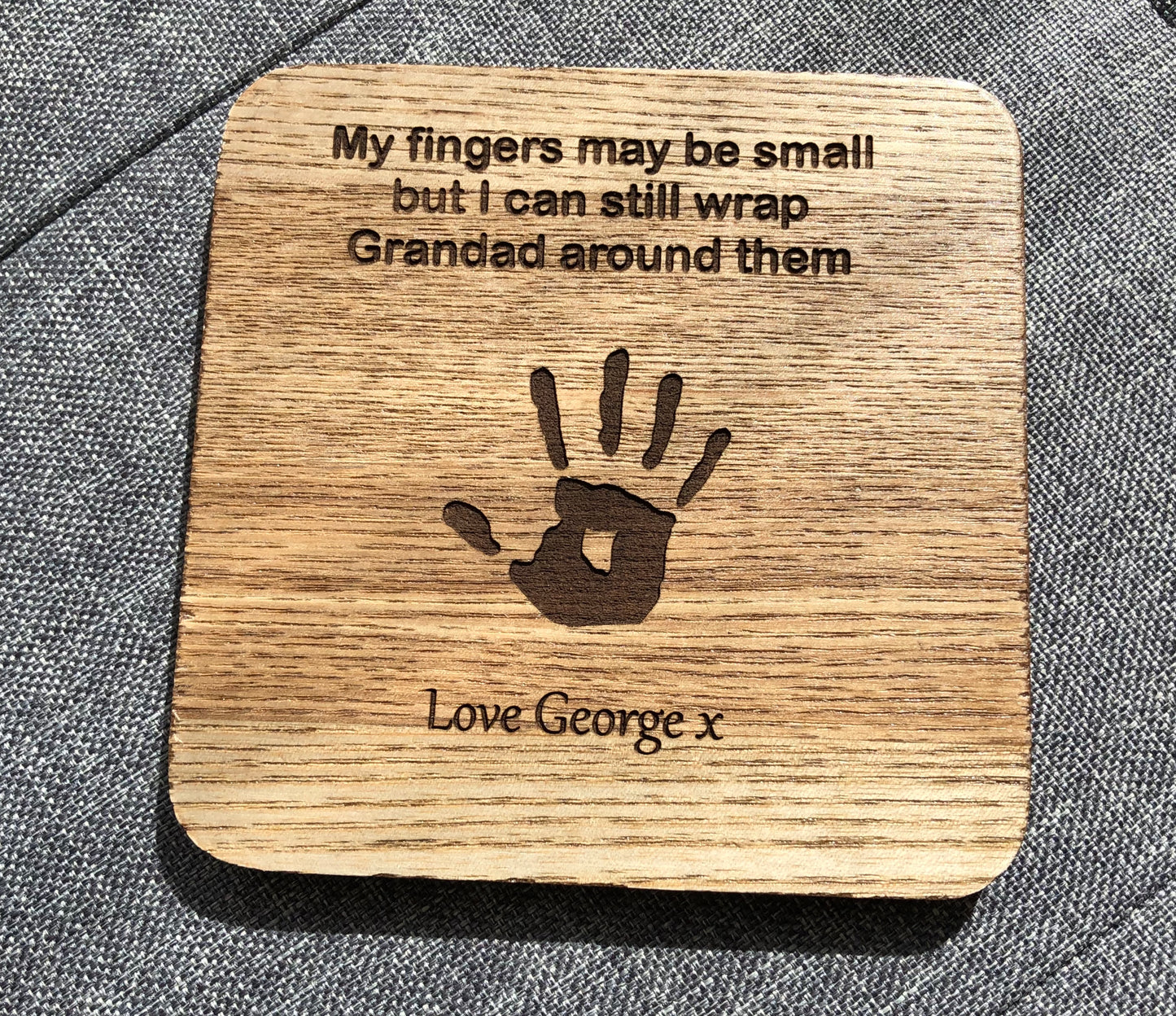 Personalised wrap fingers coaster