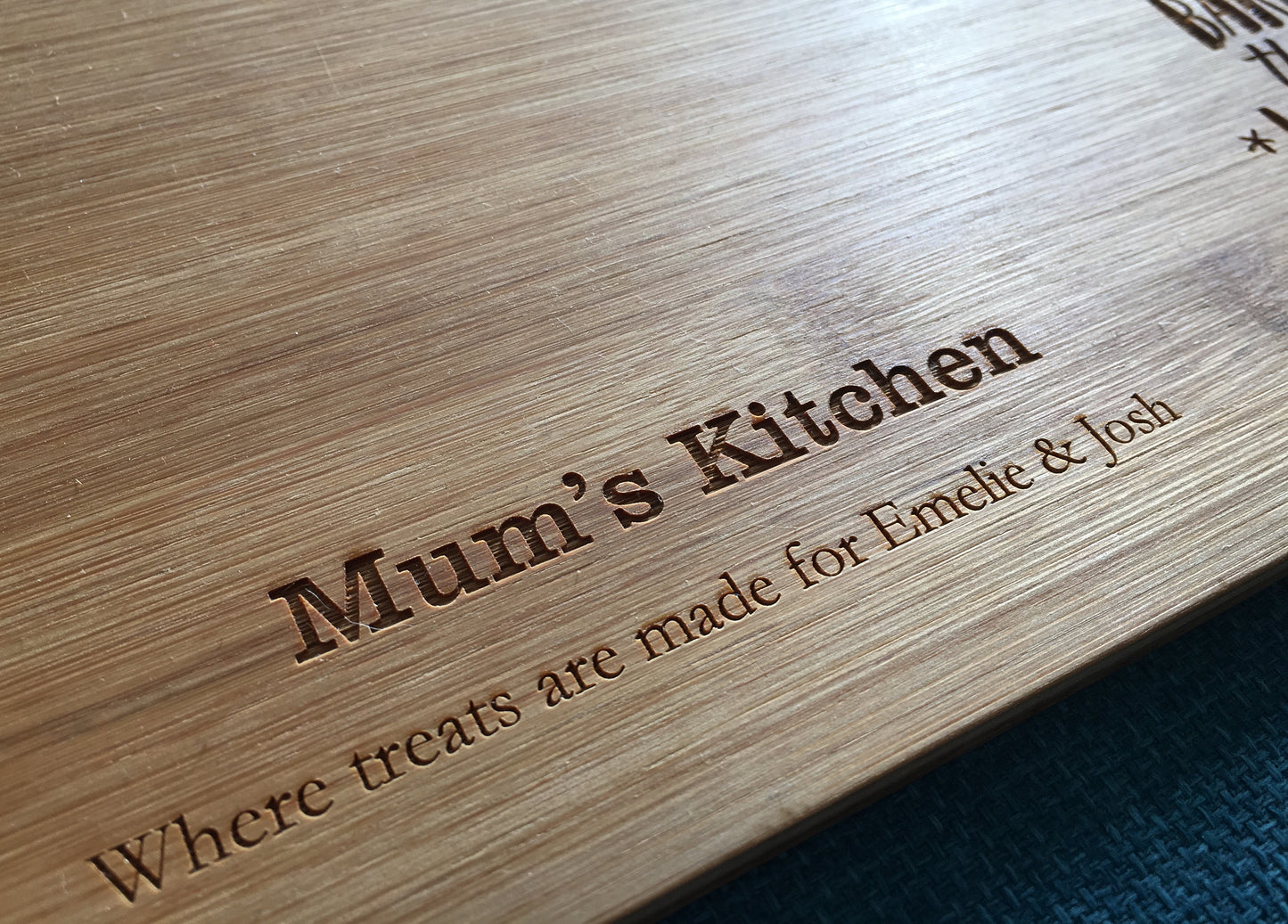 Personalised bamboo chopping board