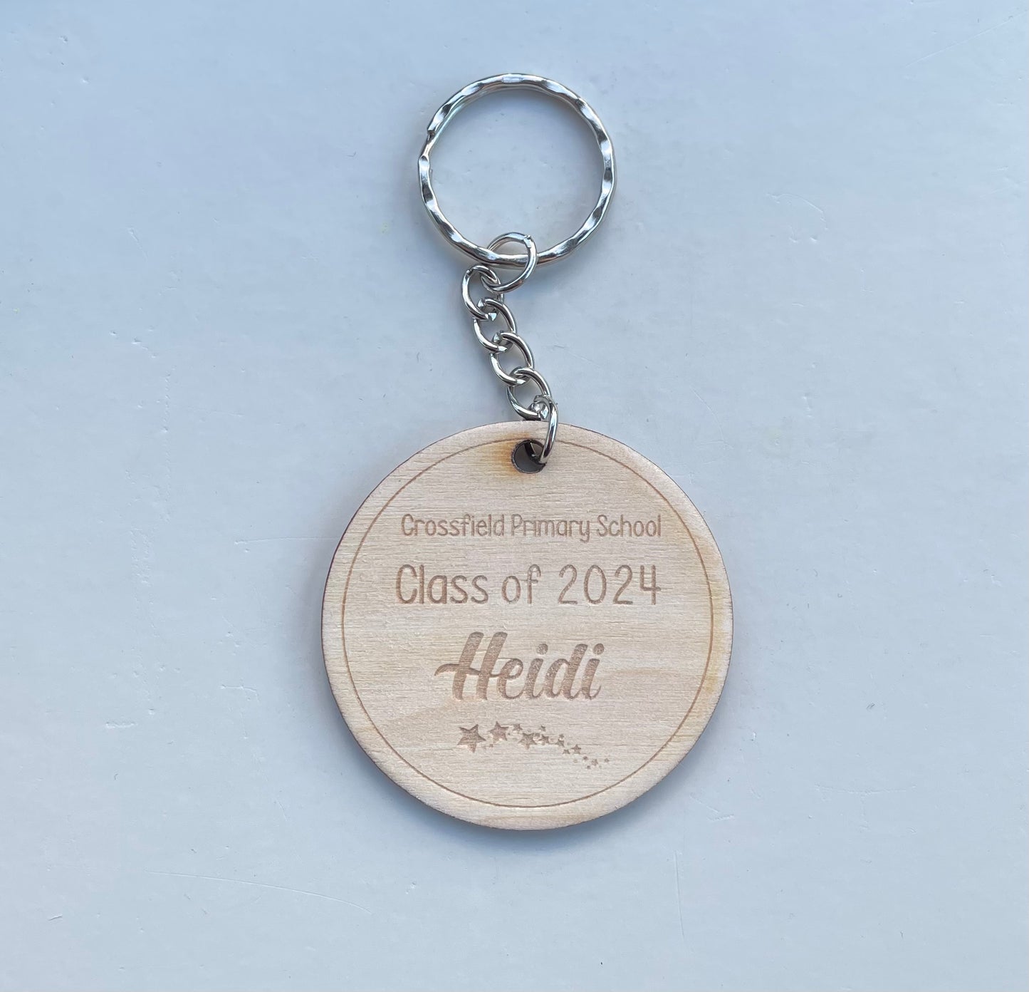 Personalised wooden Leavers keyring - (individually personalised)