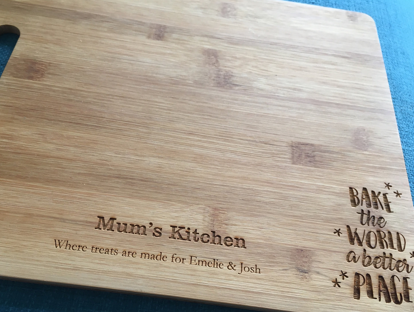 Personalised bamboo chopping board